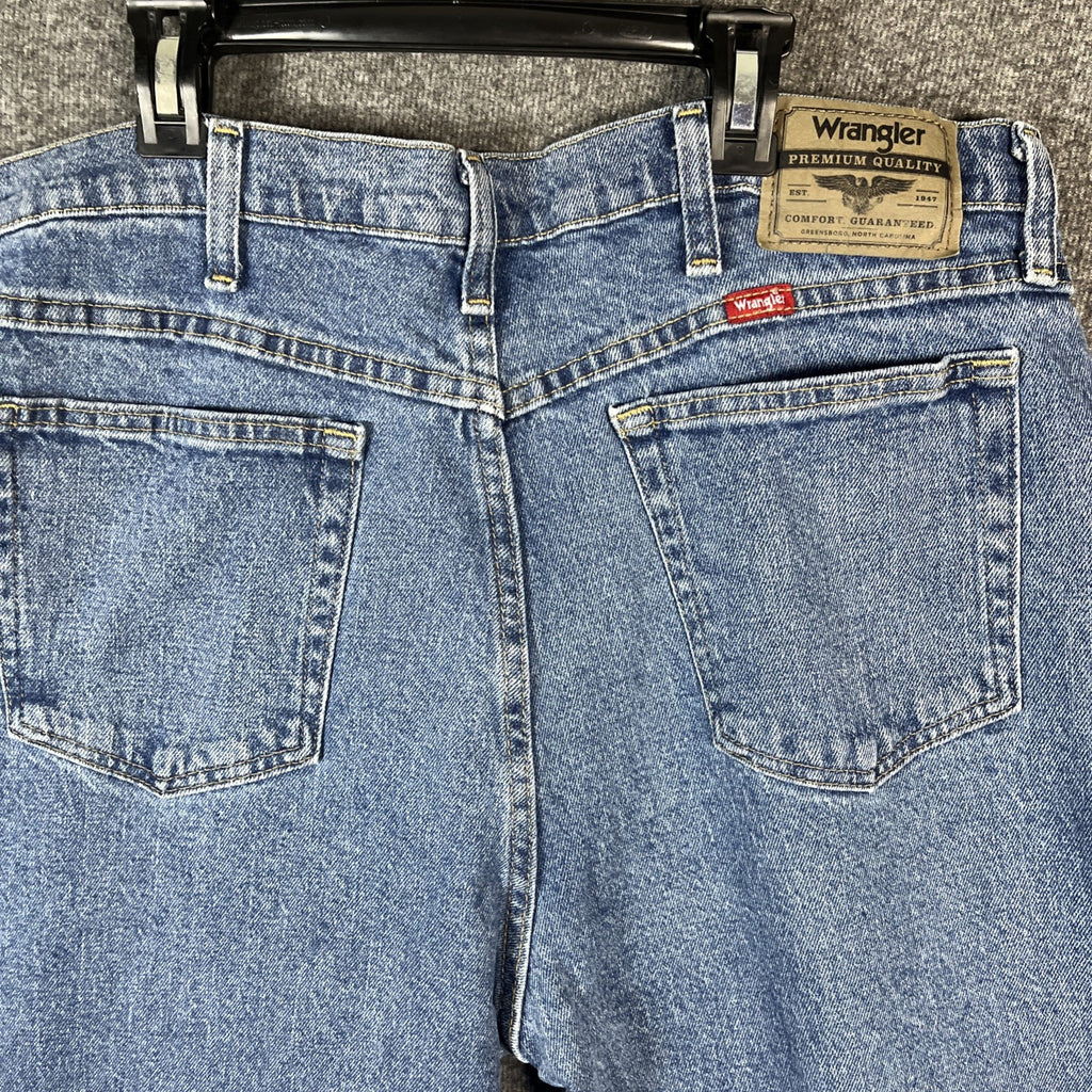 Wrangler Straight Fit Jeans Mens 36x30 Blue Denim Cotton Button Front Zip Fly