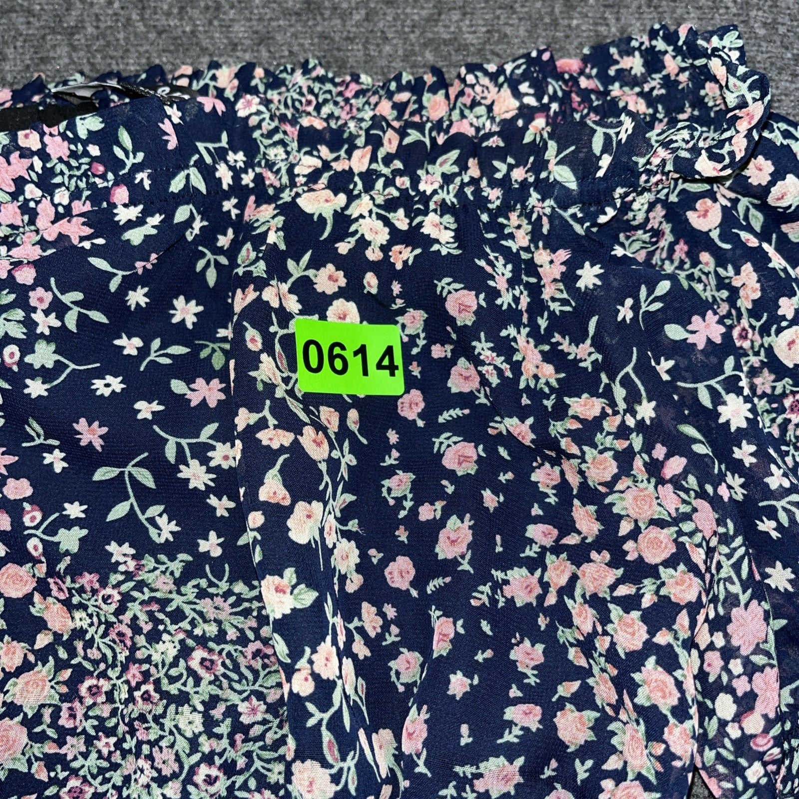 Lulus Collarless Wrap Floral Dress Short Sleeve Slit Bottom Medium Blue