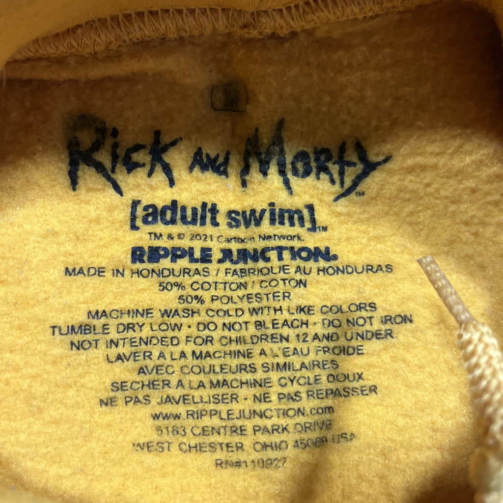 Ricky And Morty Hoodie Graphic Size Medium Yellow Long Sleeve
