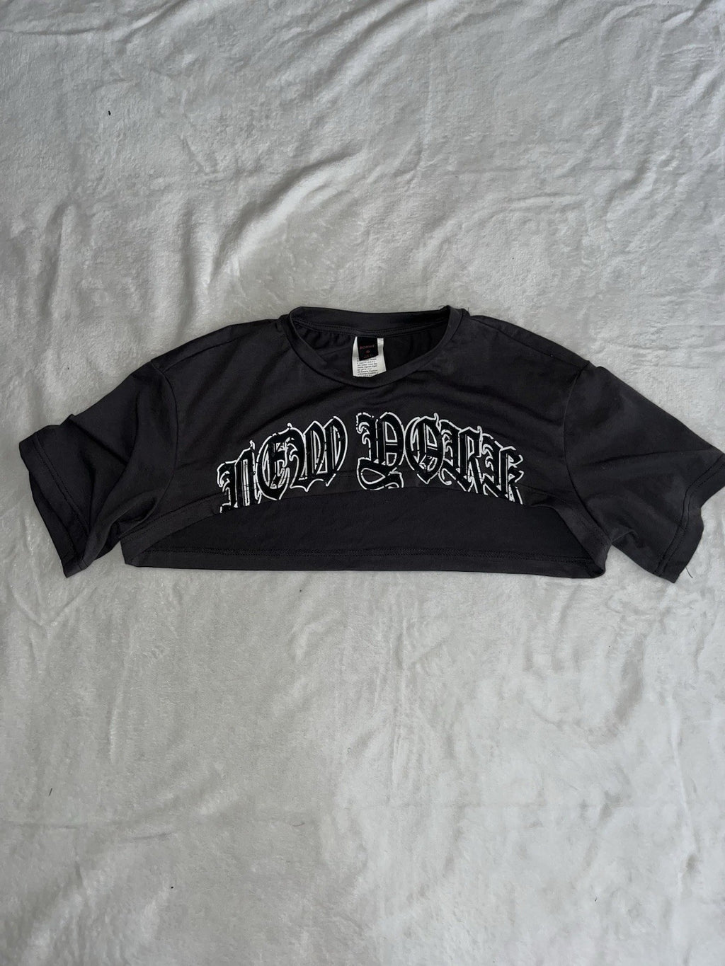 womens crop top New York Old English Font Small Short Sleeve 