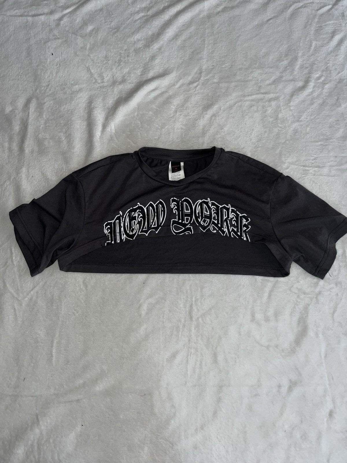 womens crop top New York Old English Font Small Short Sleeve 