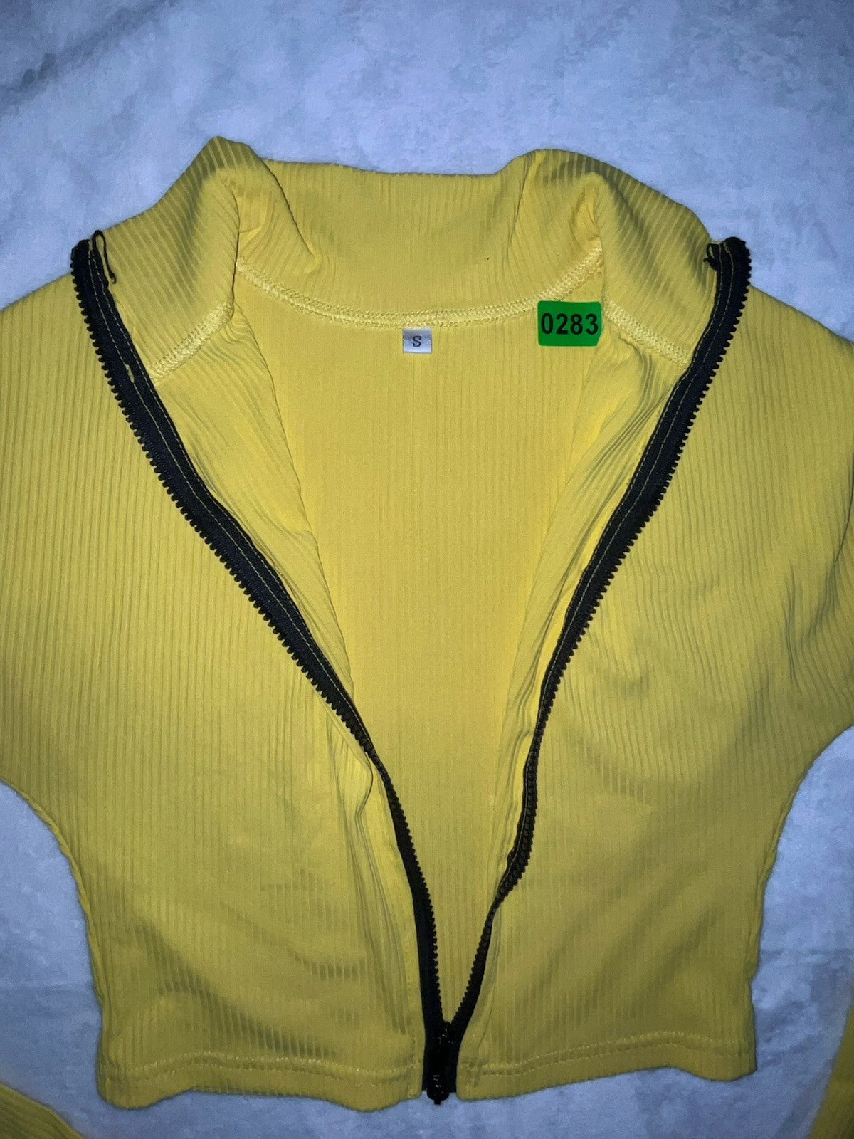 Women’s 2 Piece Skirt Set Long Sleeve Zip Up Shirt Short Skirt Yellow Small 