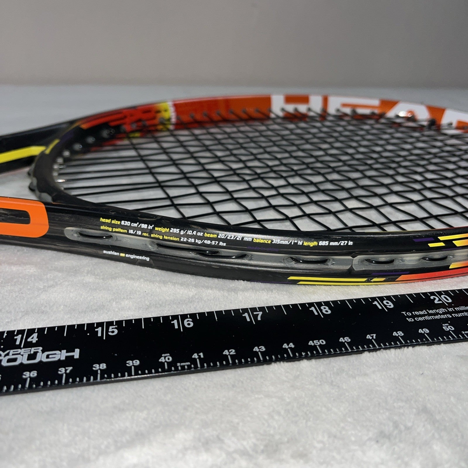 Head Radical Mp Graphene Tennis Racquet Orange Black Rubber Handle Lightweight 