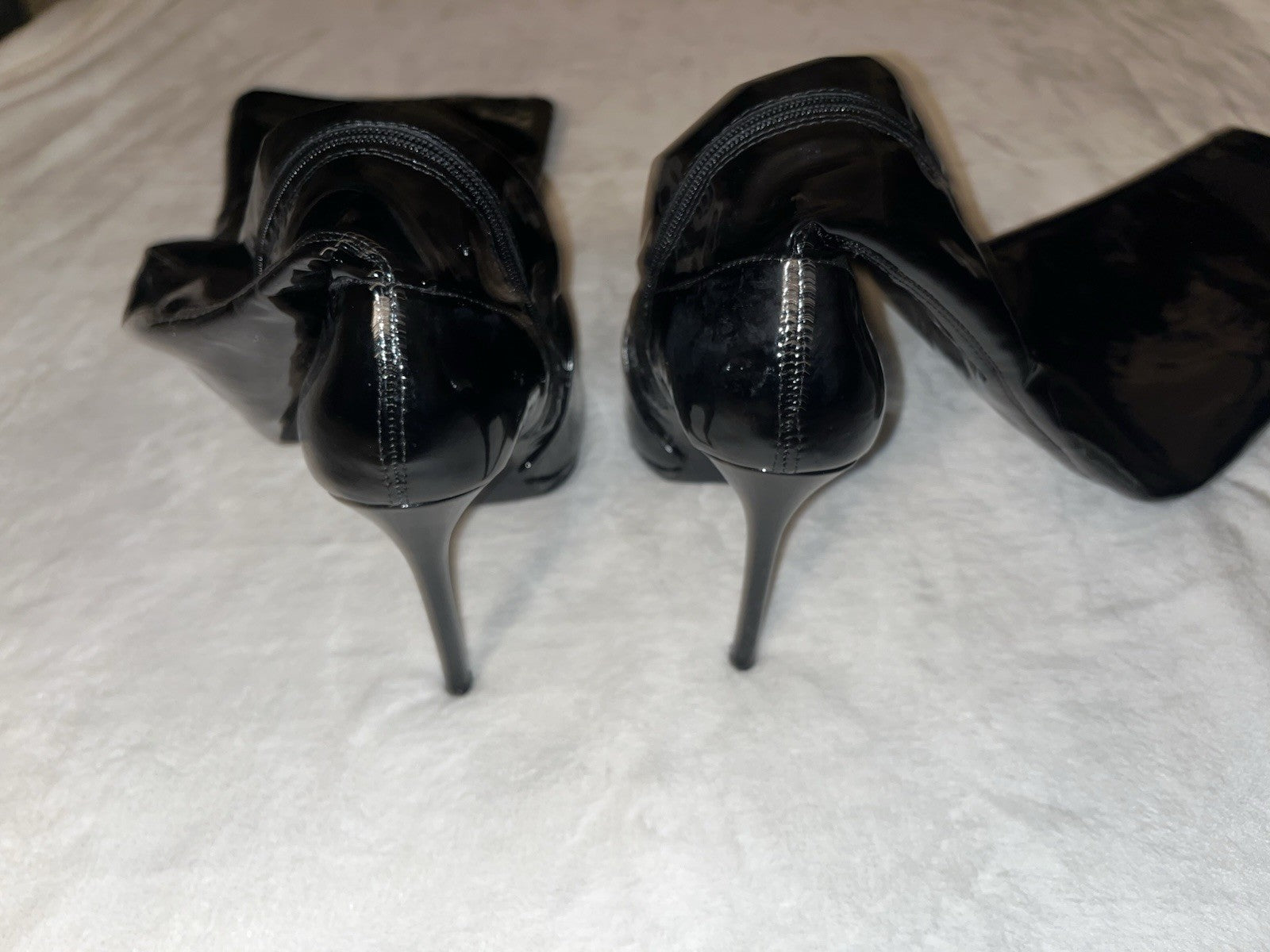 Women’s Thigh-High Heel Leather Black Boots Stiletto 8