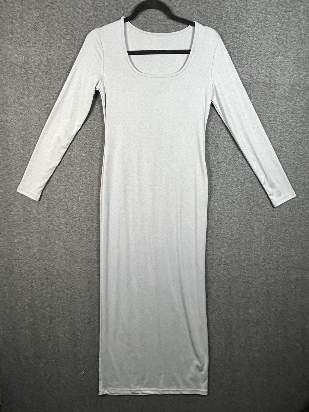 Skims Soft Lounge Scoop Neck Long Sleeve Heather Gray Ribbed Maxi Dress Large