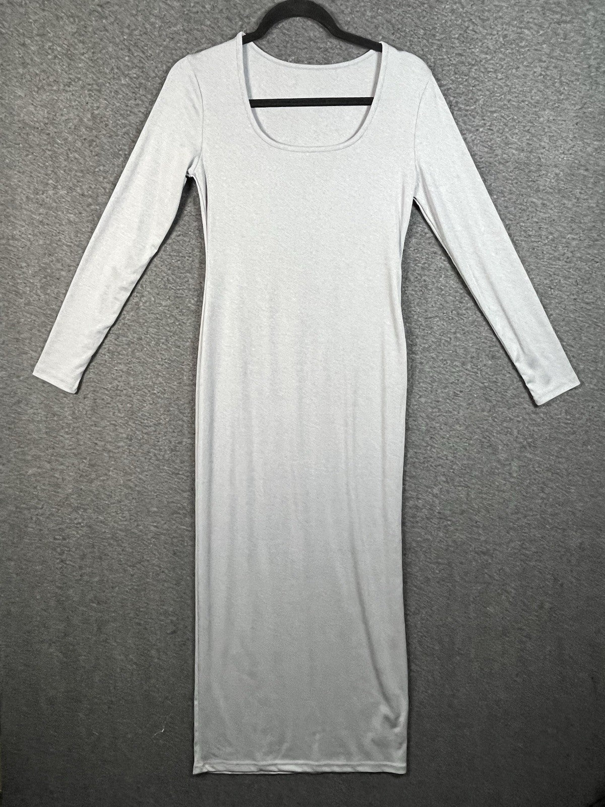 Skims Soft Lounge Scoop Neck Long Sleeve Heather Gray Ribbed Maxi Dress Large
