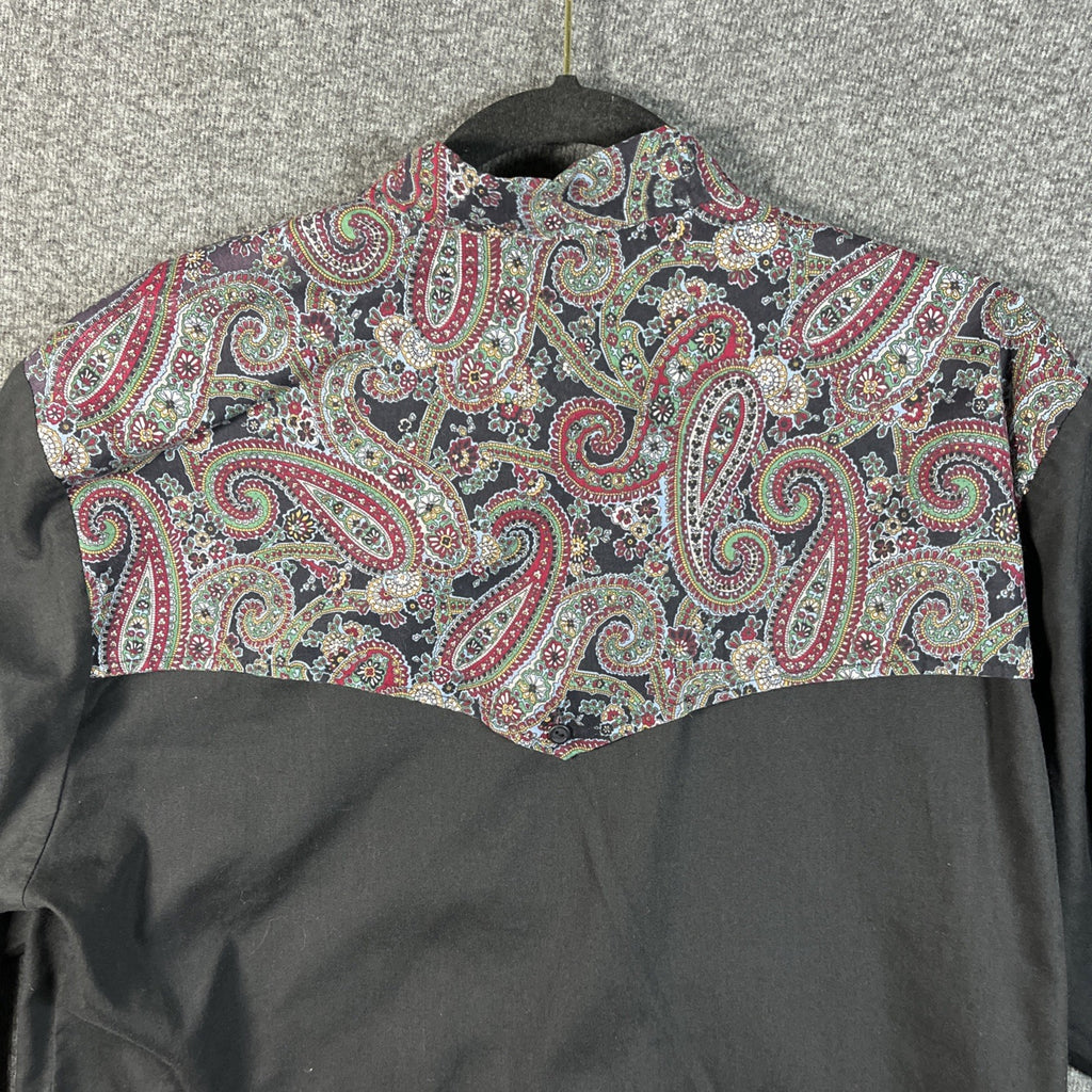 Steer West men's button-down Western shirt with a vibrant paisley pattern L Mens