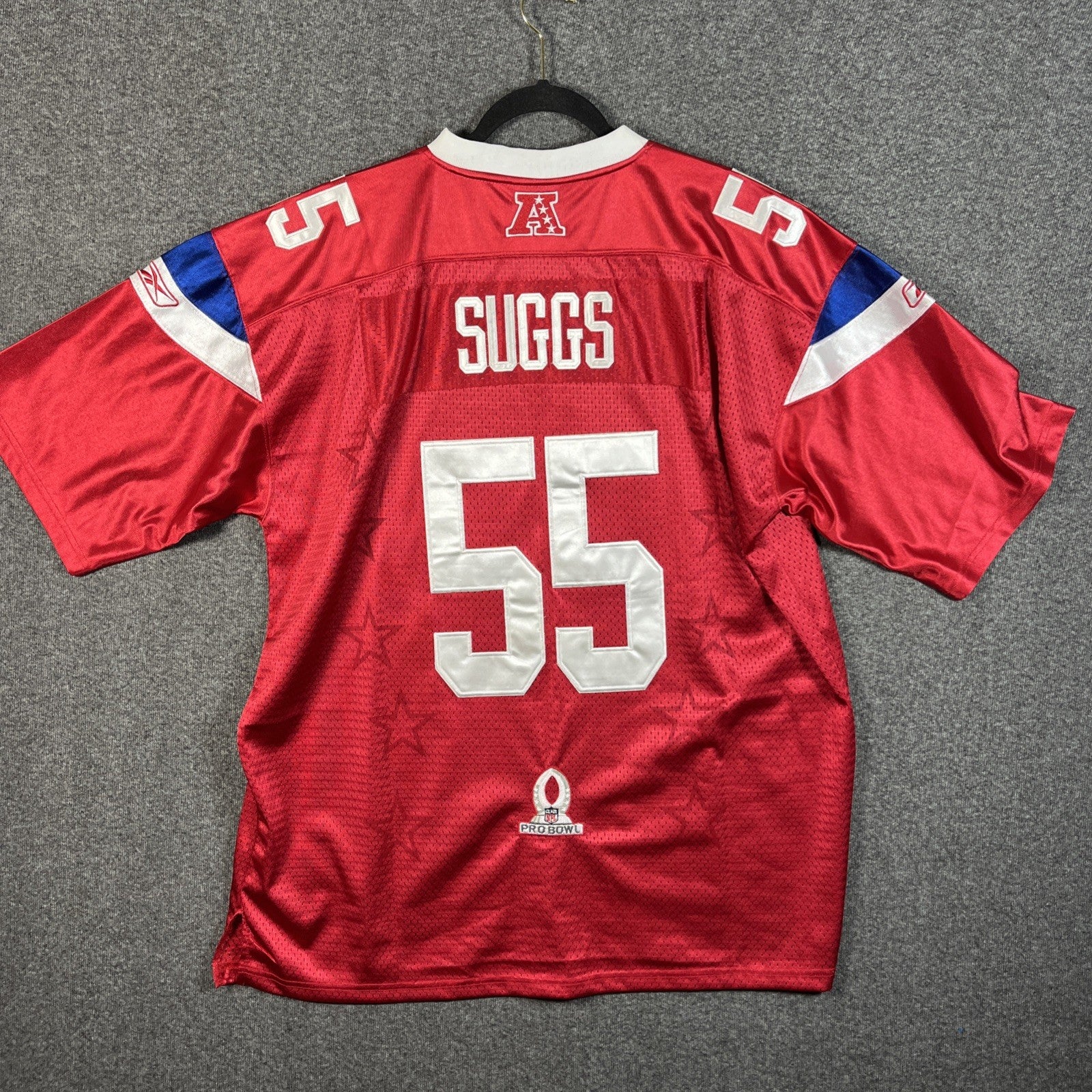 Reebok Terrell Suggs Pro-Bowl Jersey Red Size 56 Authentic Stitched