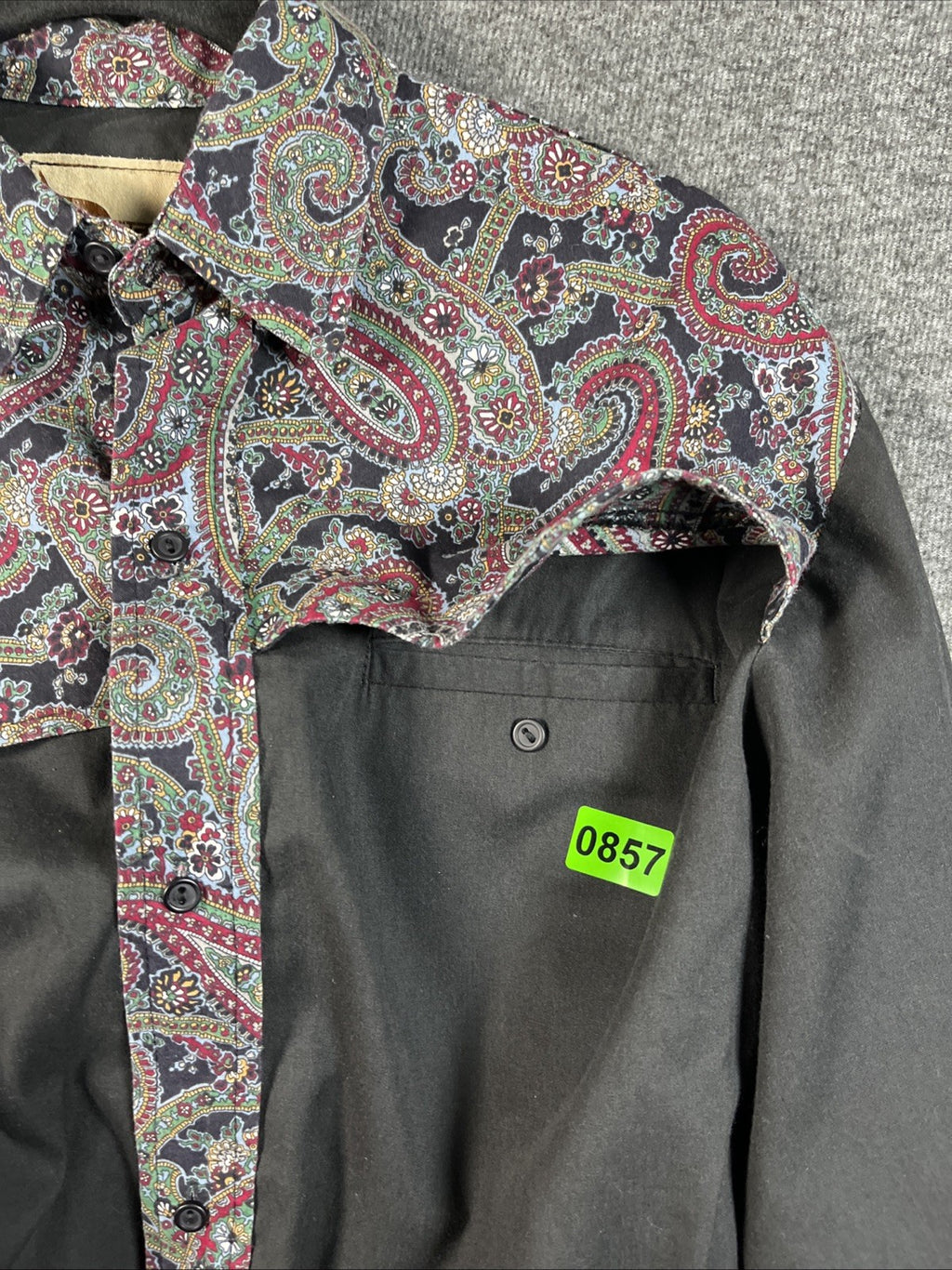 Steer West men's button-down Western shirt with a vibrant paisley pattern L Mens