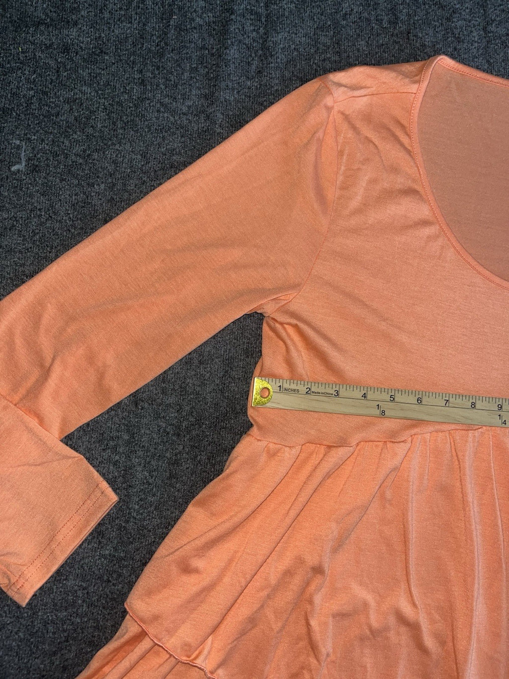 Women’s Blouse Peplum Crew Neck Orange XL Buttons Ruffle 