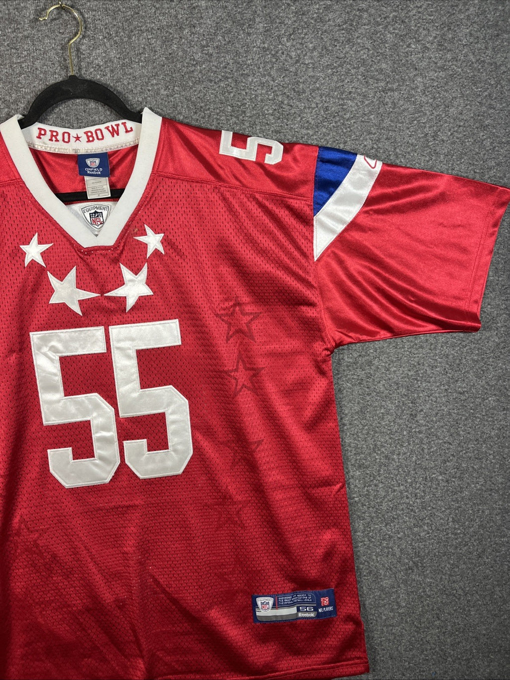 Reebok Terrell Suggs Pro-Bowl Jersey Red Size 56 Authentic Stitched