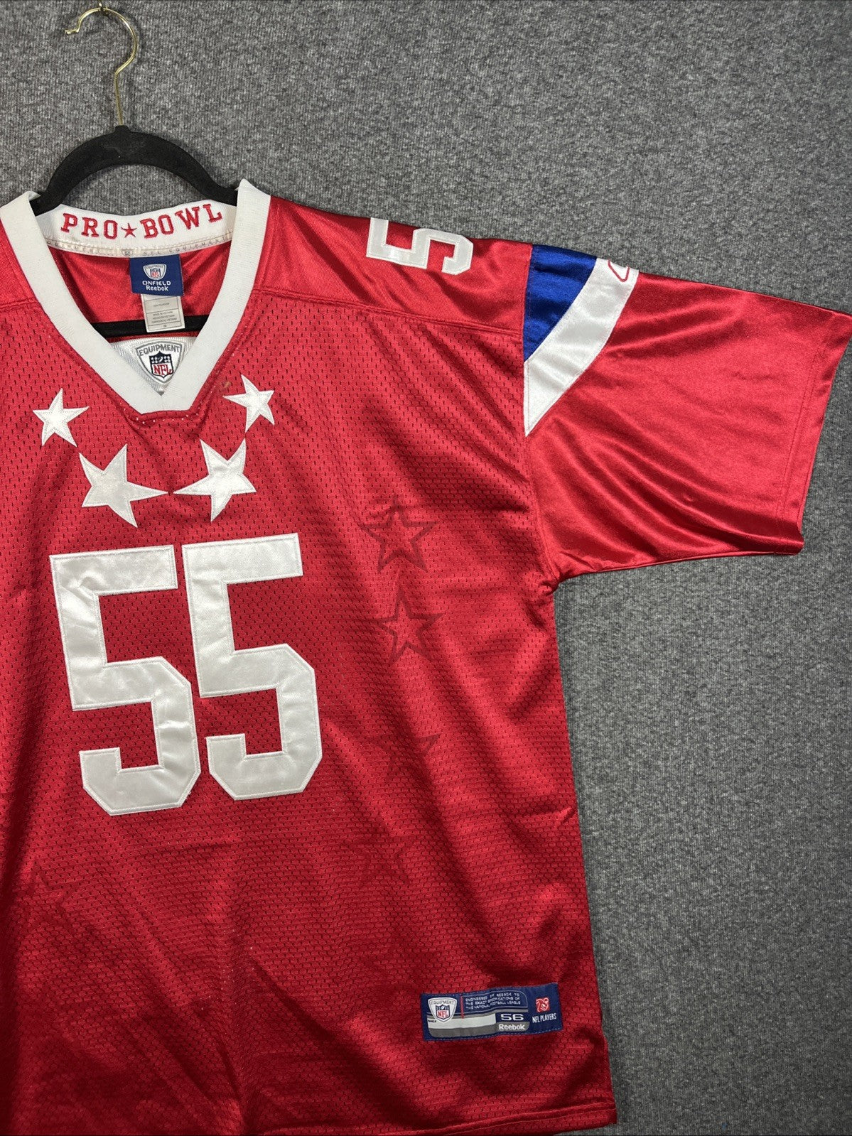 Reebok Terrell Suggs Pro-Bowl Jersey Red Size 56 Authentic Stitched