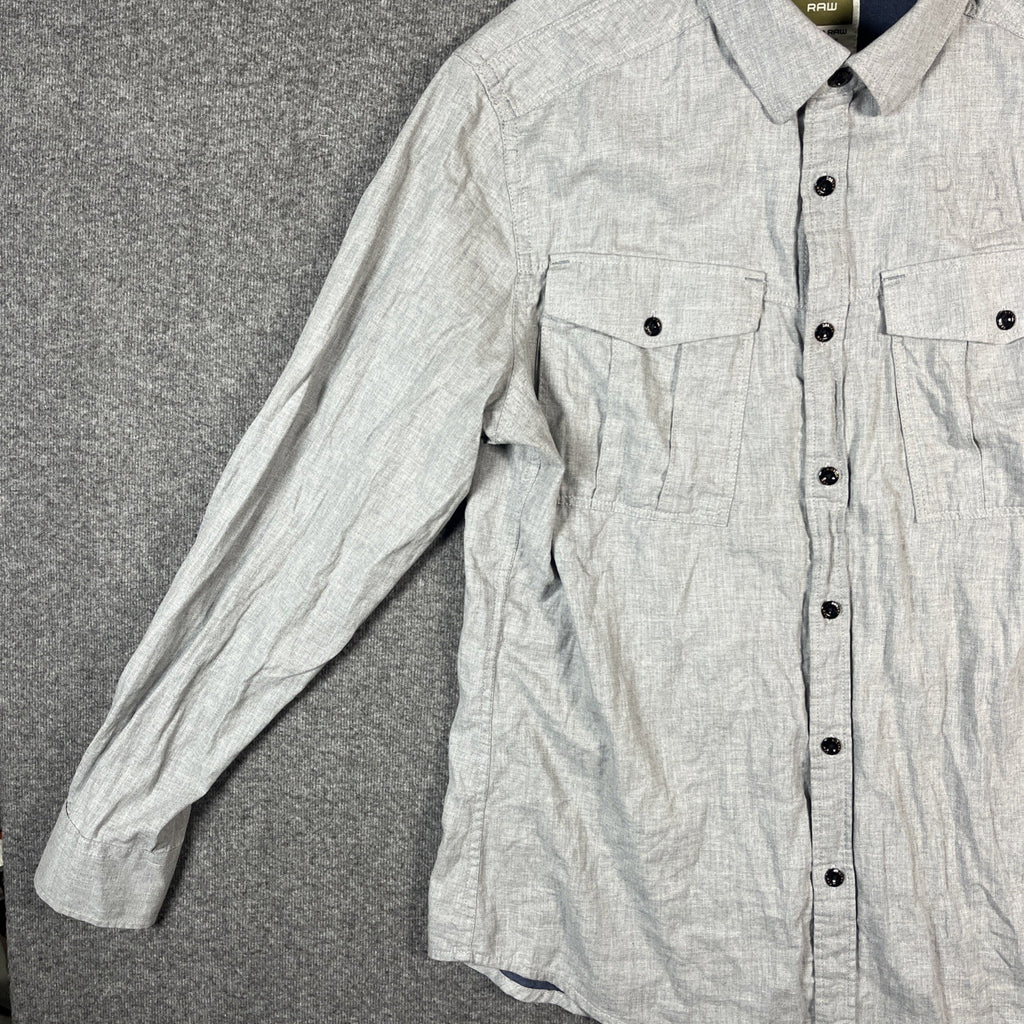 G star RAW men’s cargo shirt gray extra large button up polo longsleeve