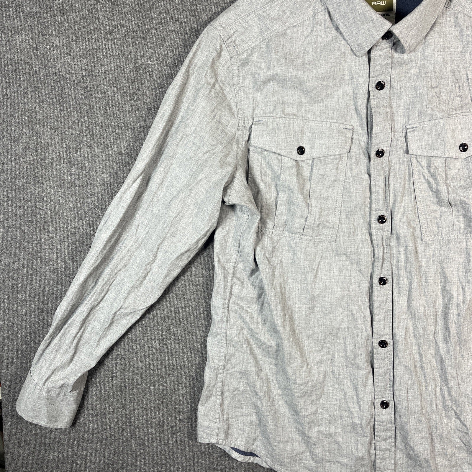 G star RAW men’s cargo shirt gray extra large button up polo longsleeve