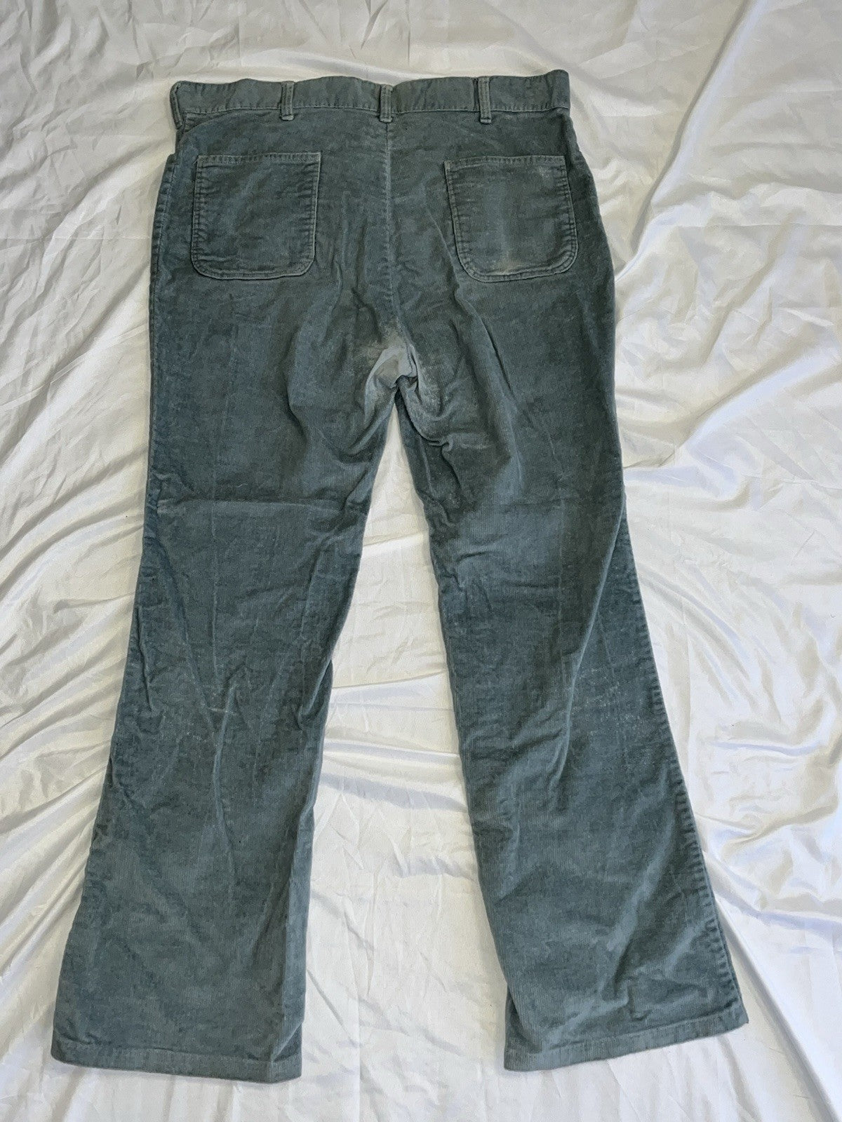Vintage Corduroy Pants Unisex Green Size Large (missing Button) Boot Cut