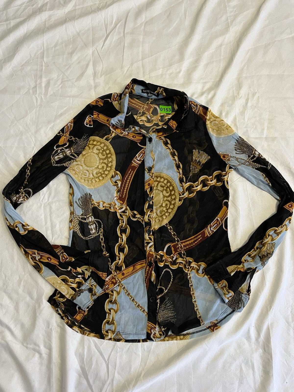 Fashion Nova Take Your Shot Button Down Shirt Multicolor Womens Medium 