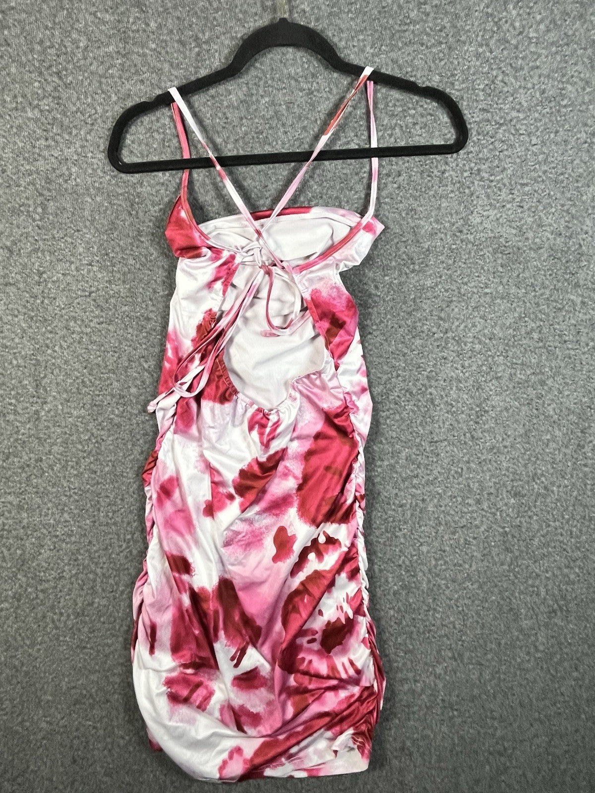 SHEIN tie-dye crisscross tie backless ruched cami dress Women’s L