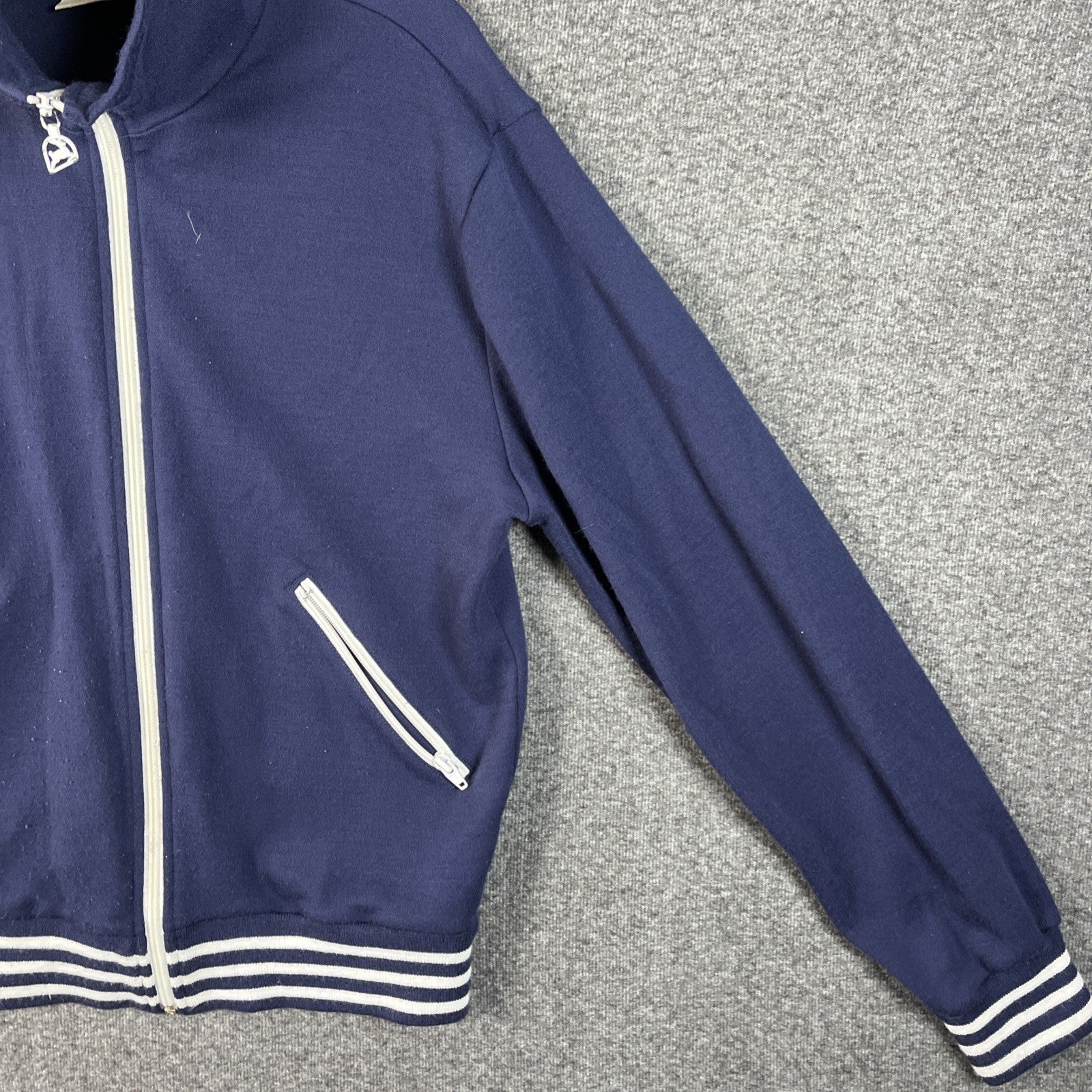Vintage White Stag tennis sweater zip up two pockets blue medium men’s