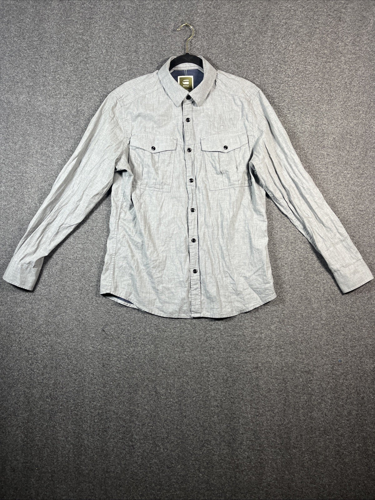 G star RAW men’s cargo shirt gray extra large button up polo longsleeve