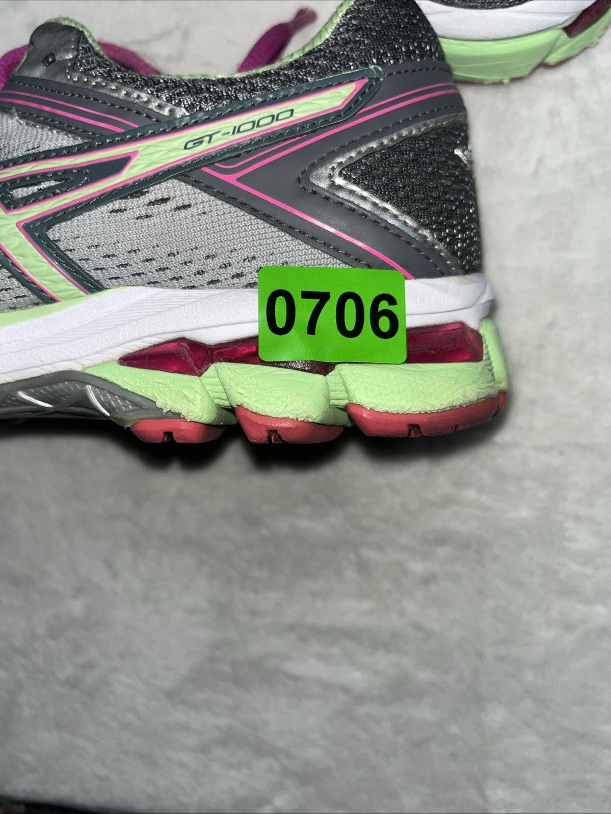 Size 7 - ASICS GT 1000 4 Silver Pistachio Pink W