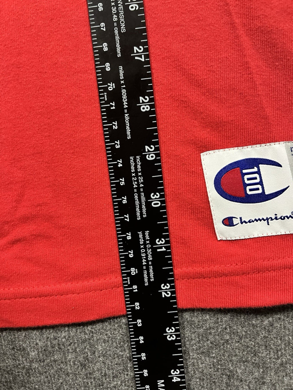 Vintage Champion 100 Logo Century T-Shirt Red XL