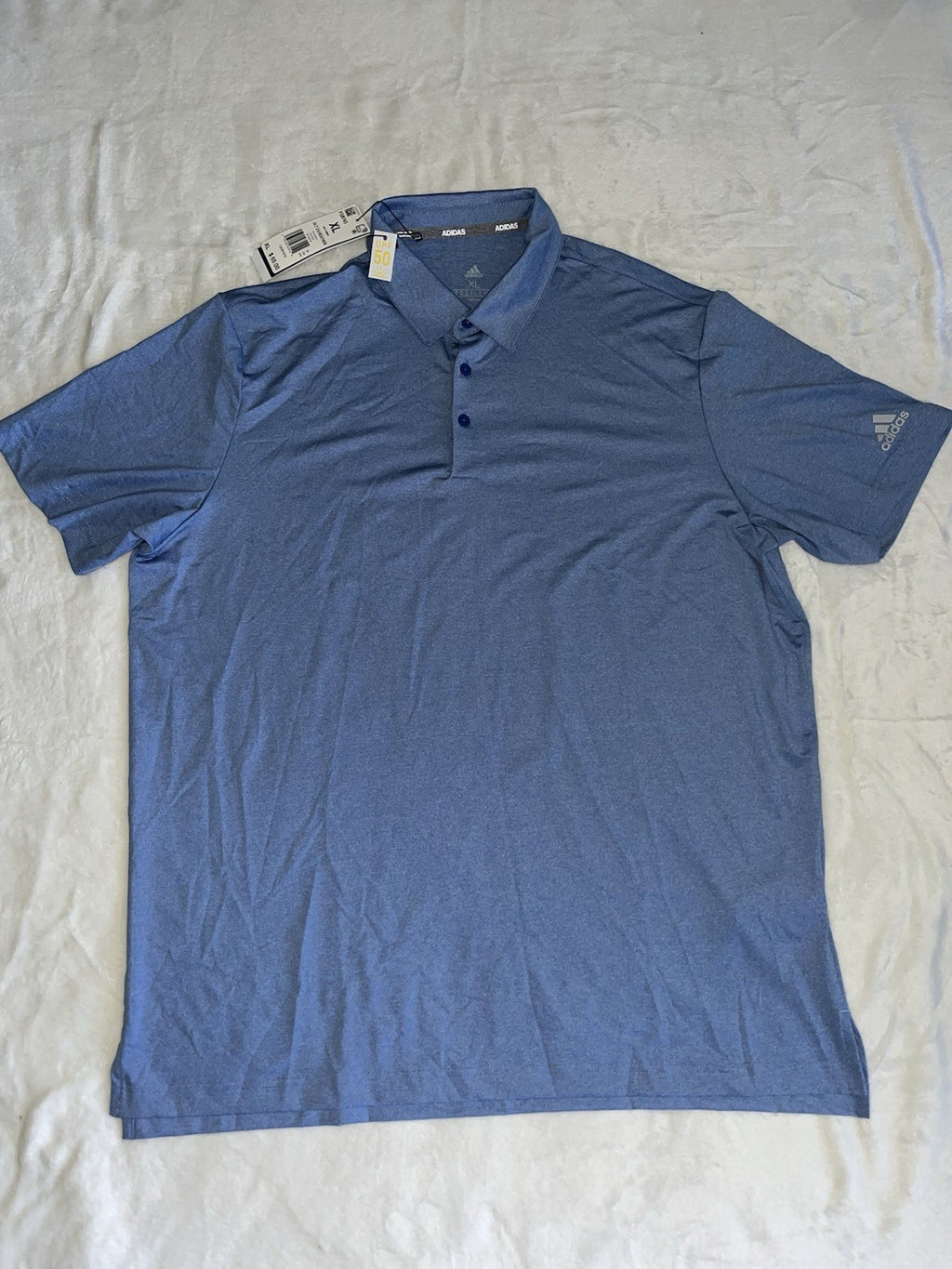 ADIDAS Climalite Short Sleeve Golf Polo Shirt Mens XL Light Blue Polyester