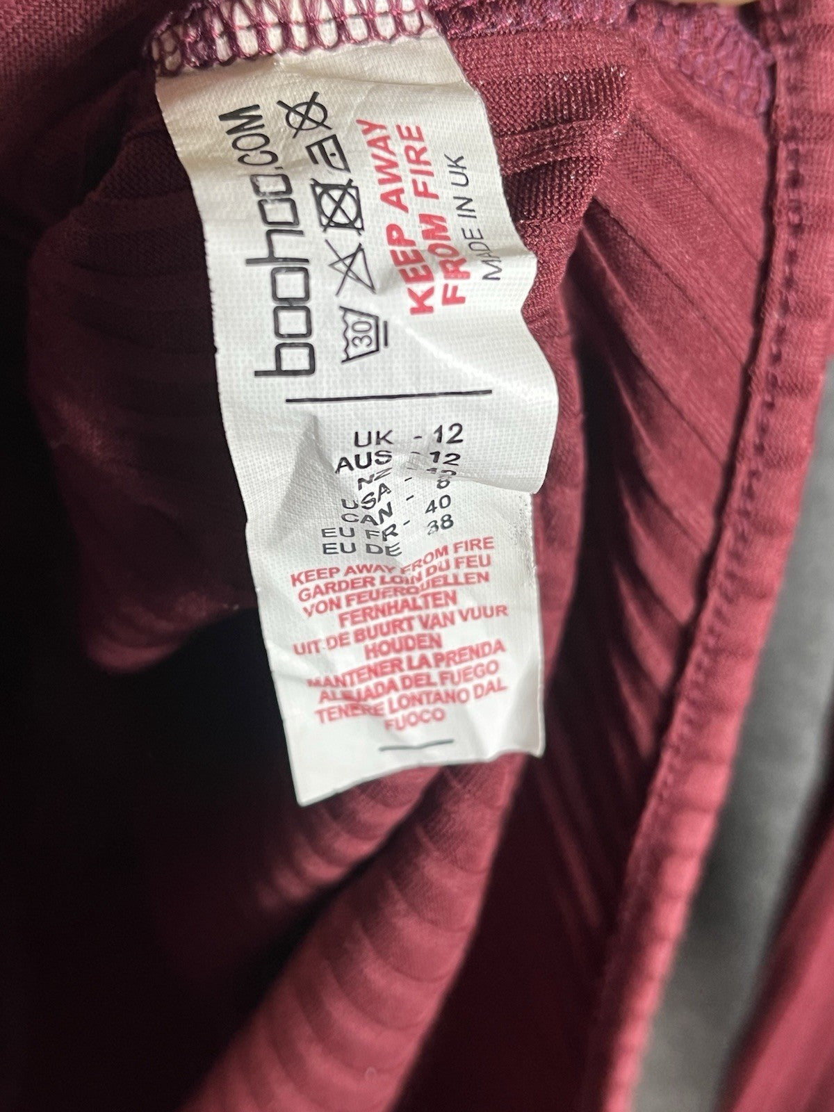 Boohoo Tall Rib Square Neck Bodysuit in maroon Size 8 Women’s 