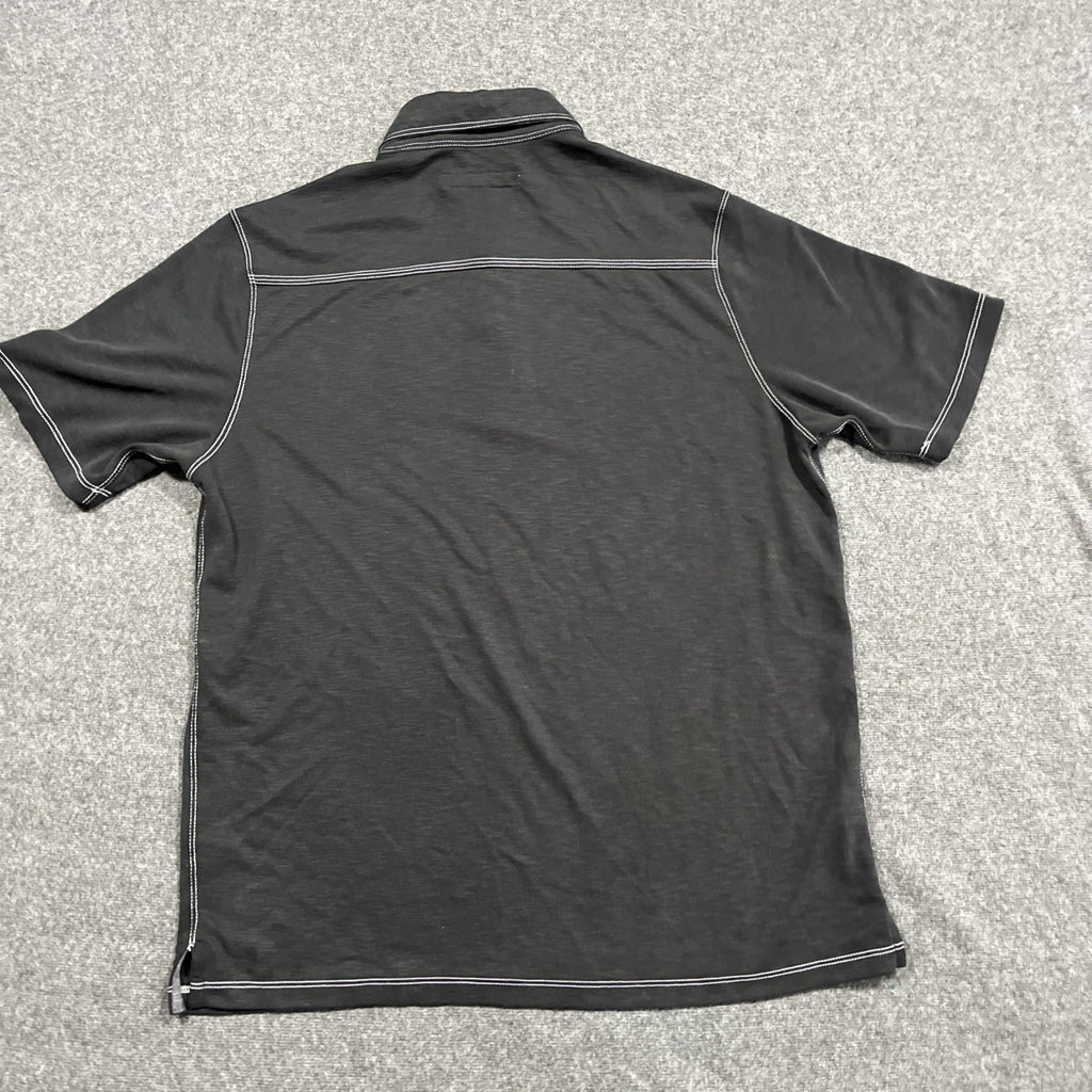 Tommy Bahama Shirt Mens Medium Polo Woven Short Sleeve Gray Modal Lightweight