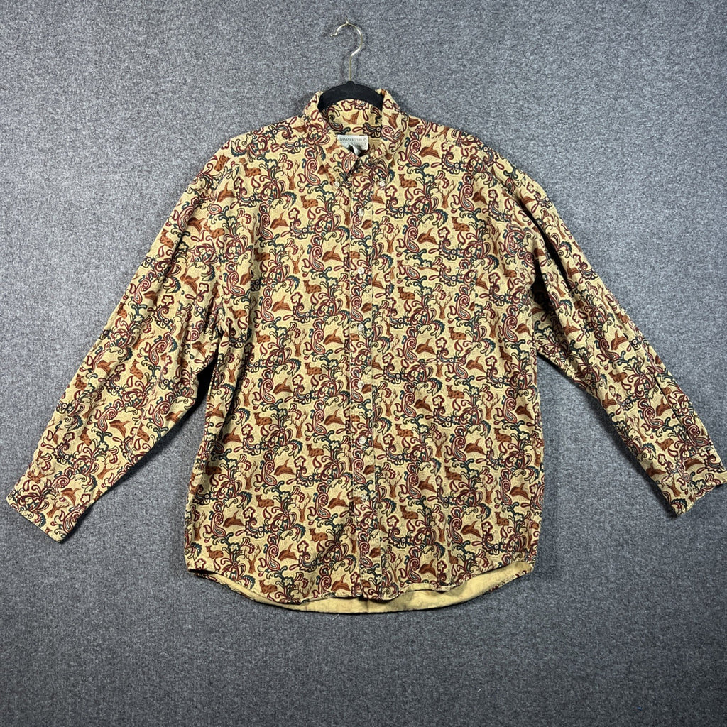 vintage Banana Republic button-down shirt Paisley Animal Safari &Travel Co. L 