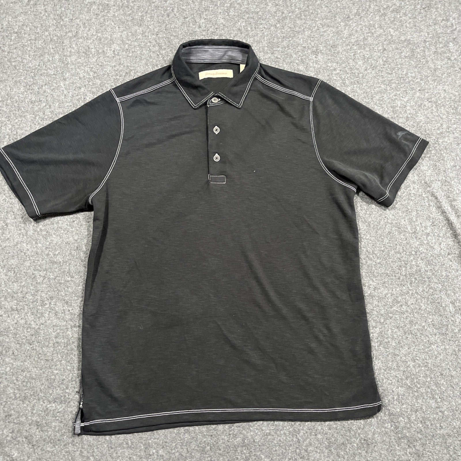 Tommy Bahama Shirt Mens Medium Polo Woven Short Sleeve Gray Modal Lightweight