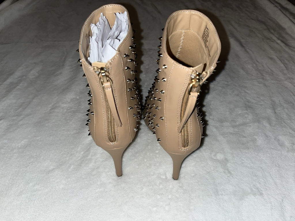 CYNARA US8/UK6/EU 38.5 MADE IN CHINA WOMENS TAN STUDDED HEELS STILETTO
