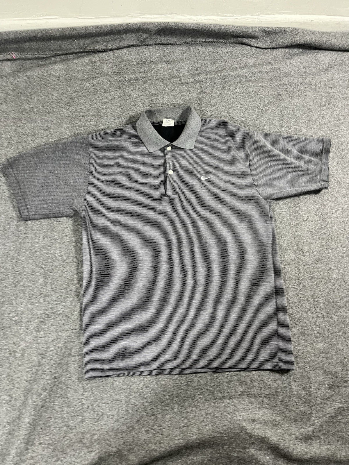 Nike Dri Fit Tiger Woods Mens Golf Polo Black White Stripe Size Large