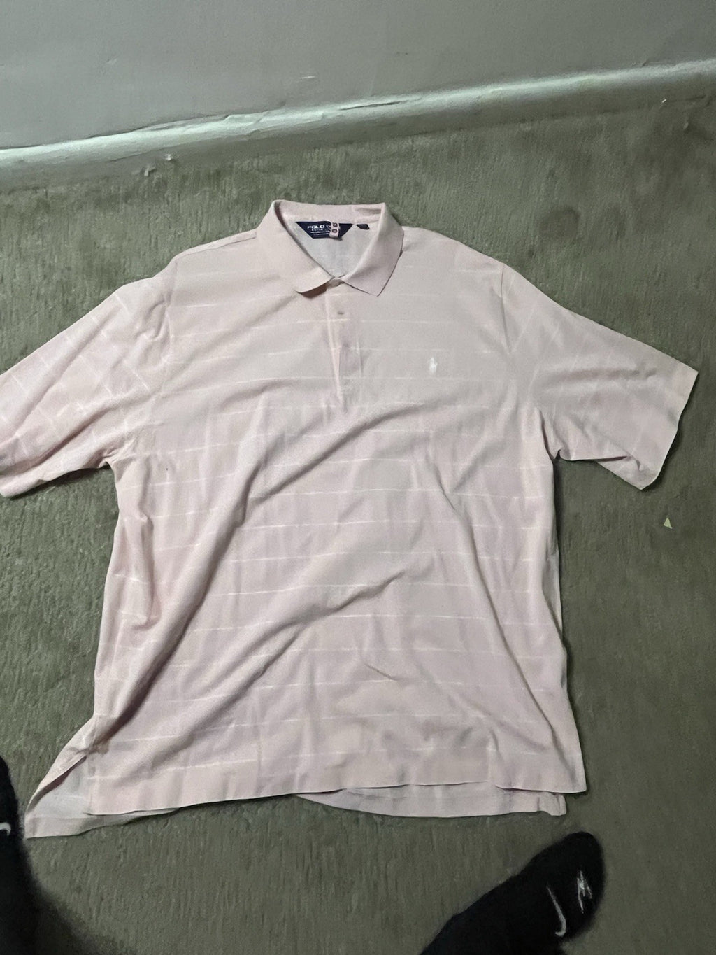 Polo Golf Ralph Lauren Polo Cotton Pink & White Stripe Preppy Shirt Size XL