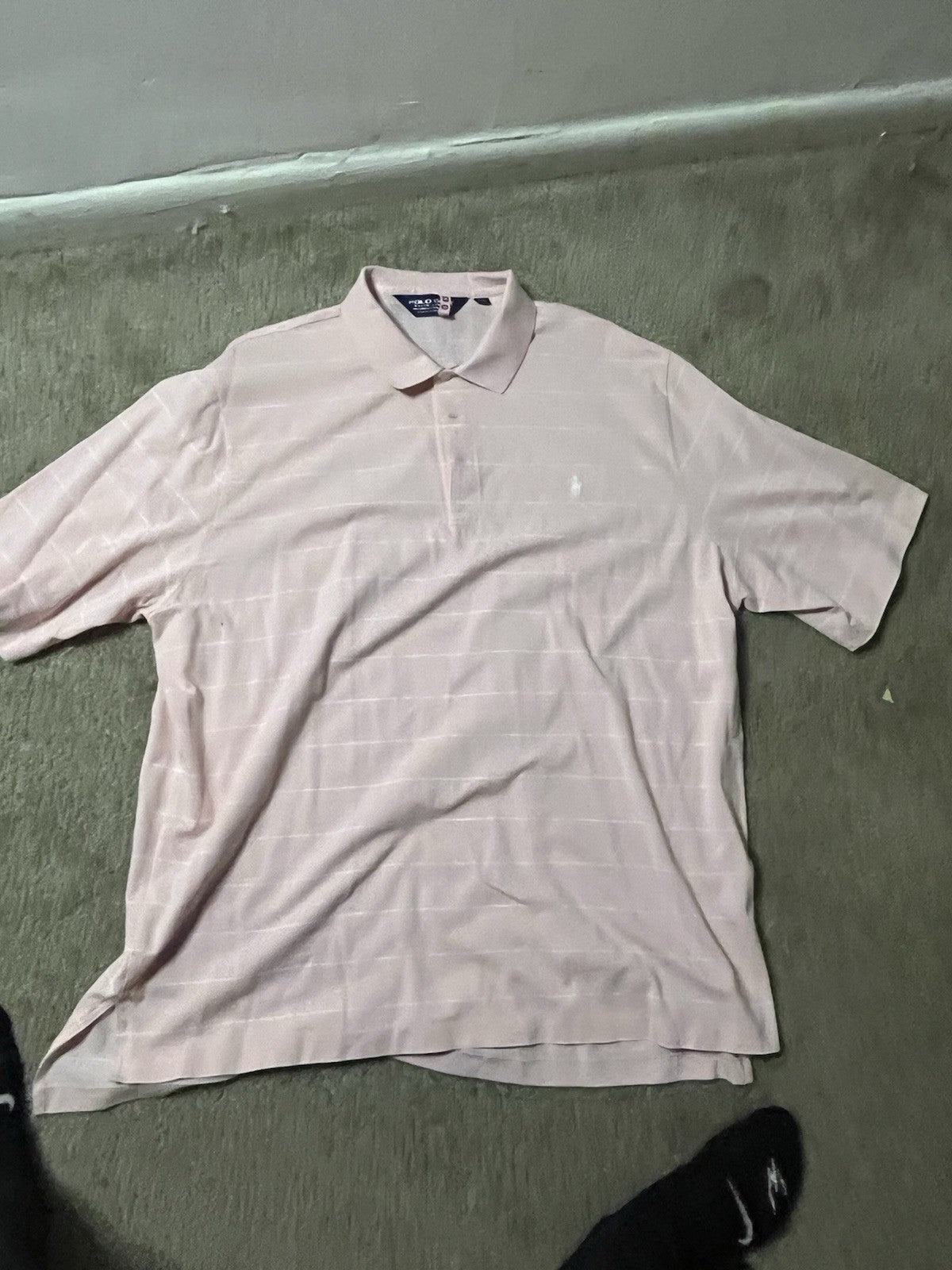 Polo Golf Ralph Lauren Polo Cotton Pink & White Stripe Preppy Shirt Size XL