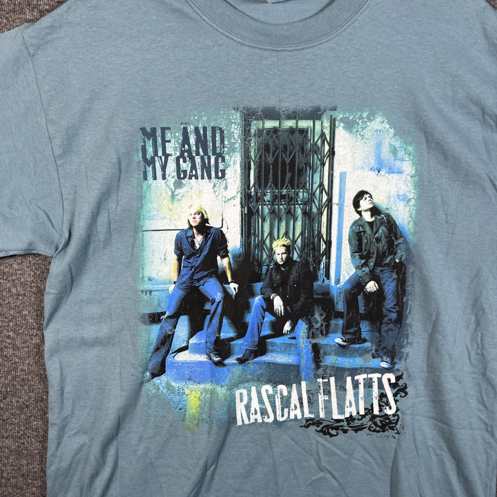 Y2K Rascal Flatts "Me and My Gang" Concert Tour T-shirt Men’s L Blue 