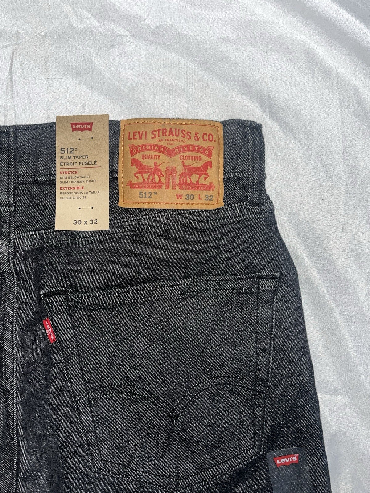 Men's Levi's Jeans 512 Slim Taper 30x32 Black Denim Stretch Cotton Pockets