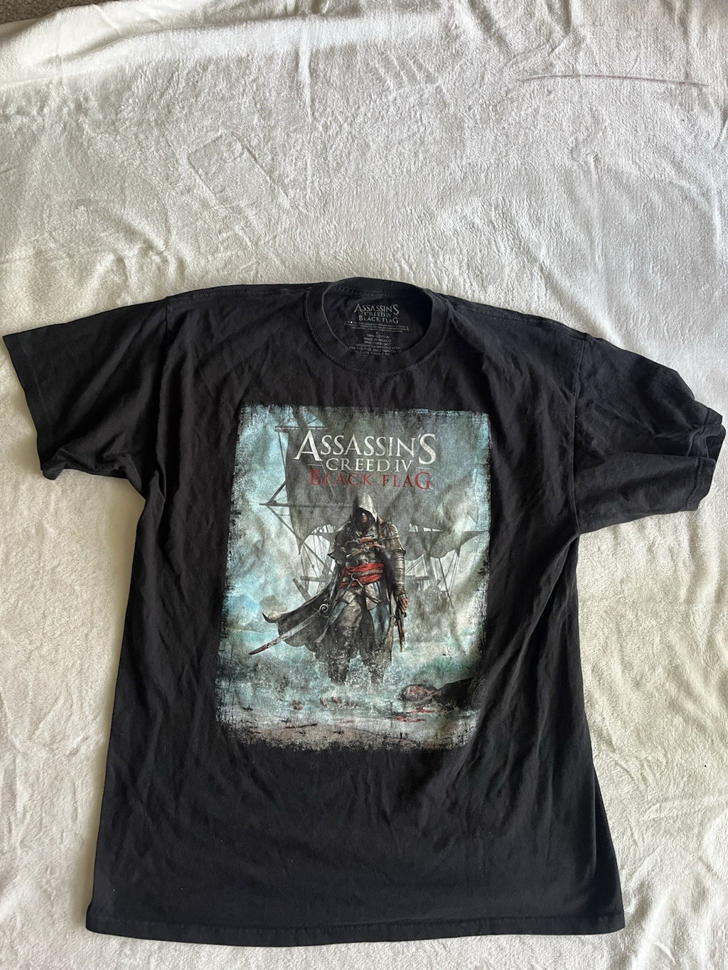 Assassin's Creed Shirt Mens Extra Large Black Blue Black Flag Video Game