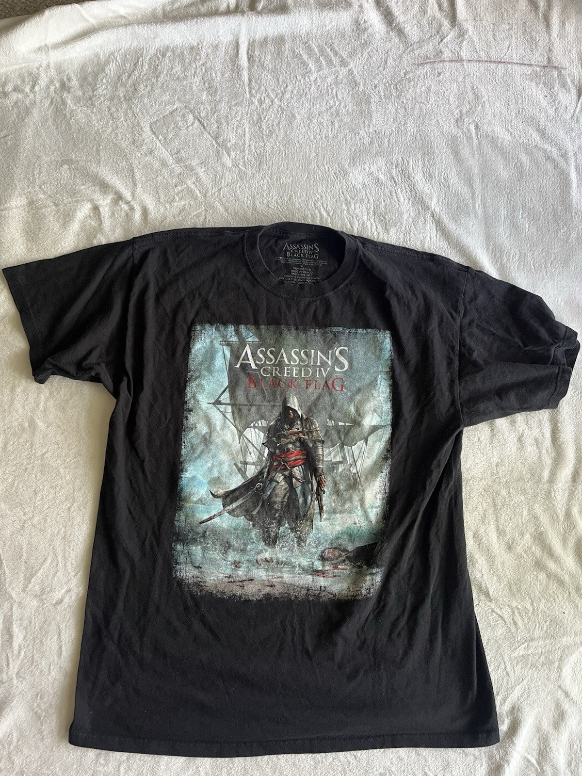 Assassin's Creed Shirt Mens Extra Large Black Blue Black Flag Video Game