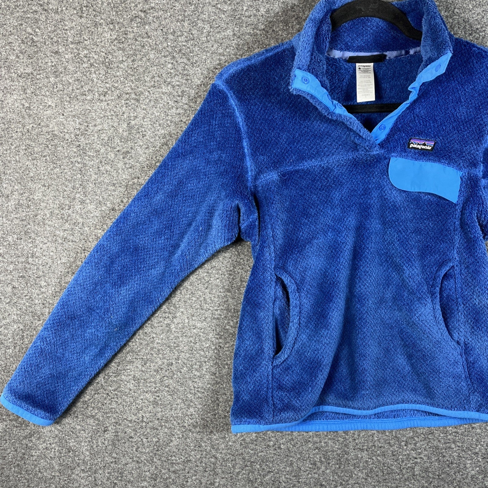 Patagonia Jacket Women S Blue Re-Tool Snap T Pullover Sweater Pockets Polartec