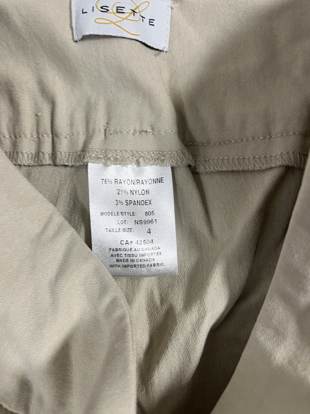 Lisette Womens Cream Elastic Waist Pull On Linen Classic Capri Pants Size 4
