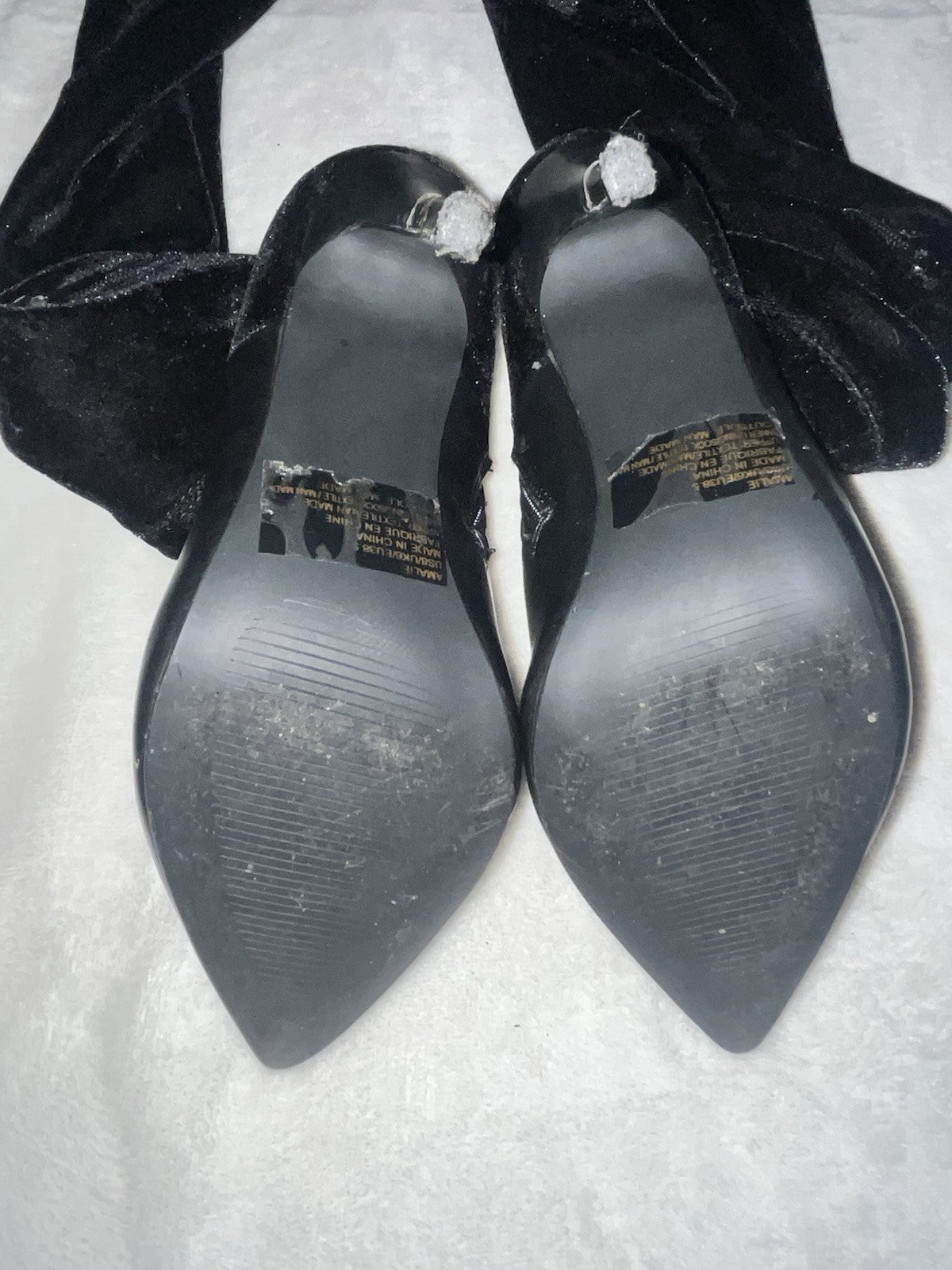 Women’s suede high boots with metal heels black size 8