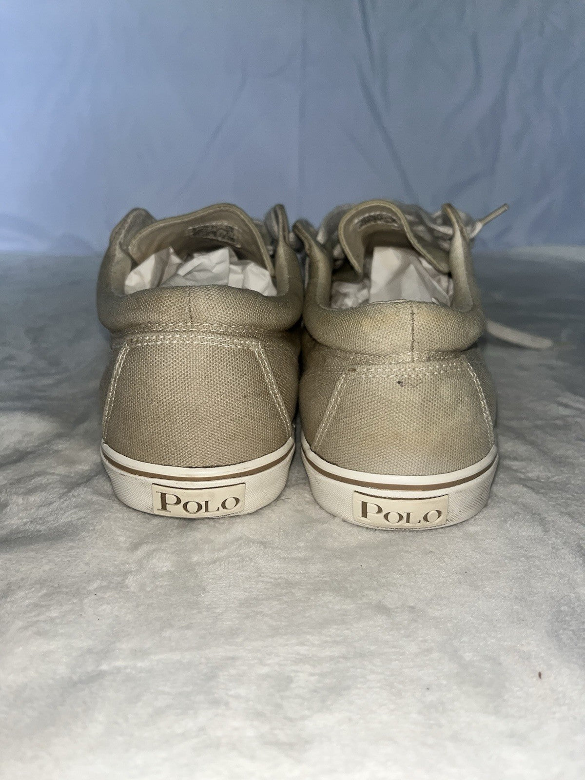 Beige And White Polo Sneakers Lace Up Size 11 Casual Hard Toe