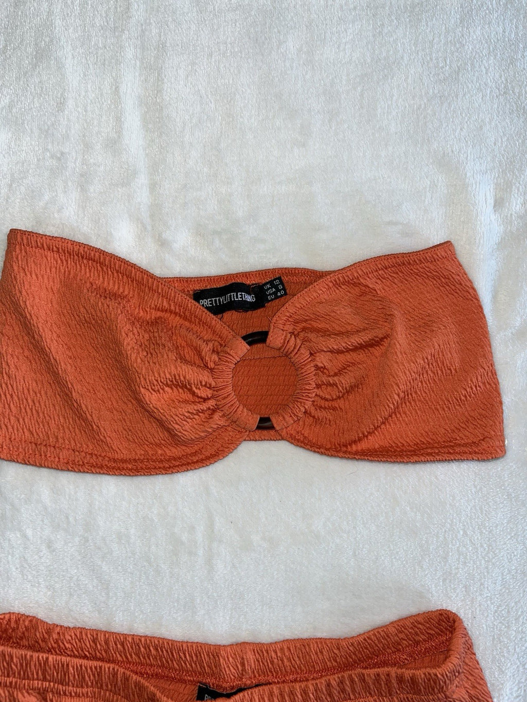 Pretty Little Things burnt orange ribbed two-piece set Women’s Size 8 