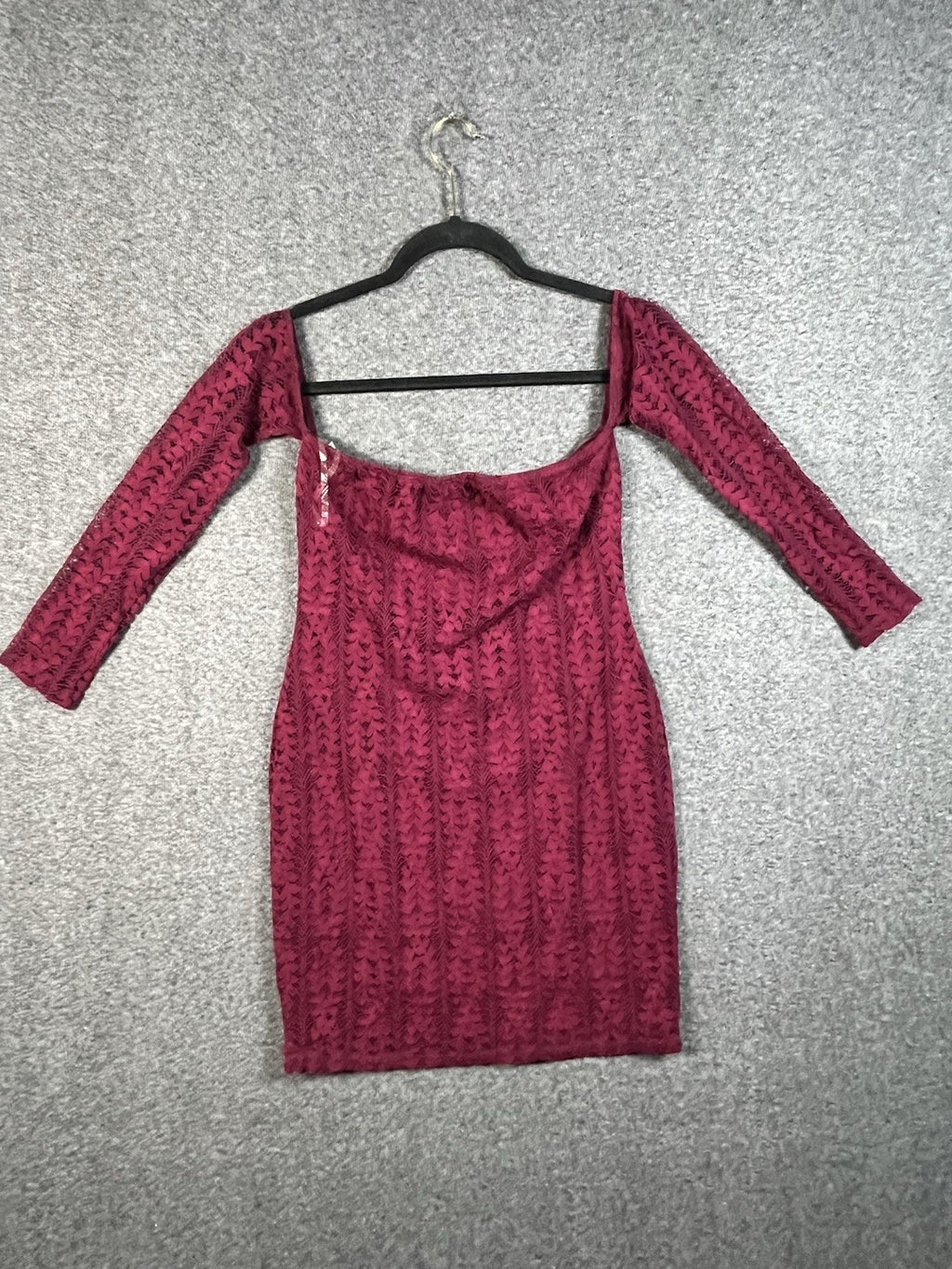 Fashion Nova long-sleeve, off-the-shoulder, magenta lace mini dress Medium 