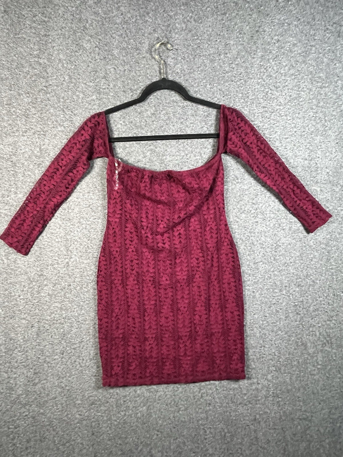Fashion Nova long-sleeve, off-the-shoulder, magenta lace mini dress Medium 