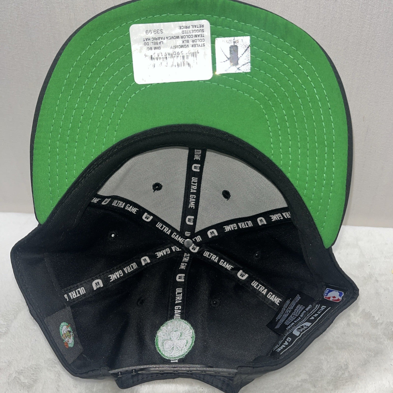 NEW Boston Celtics Ultra Game NBA One-Size Snapback Black Cap w/Green Logo