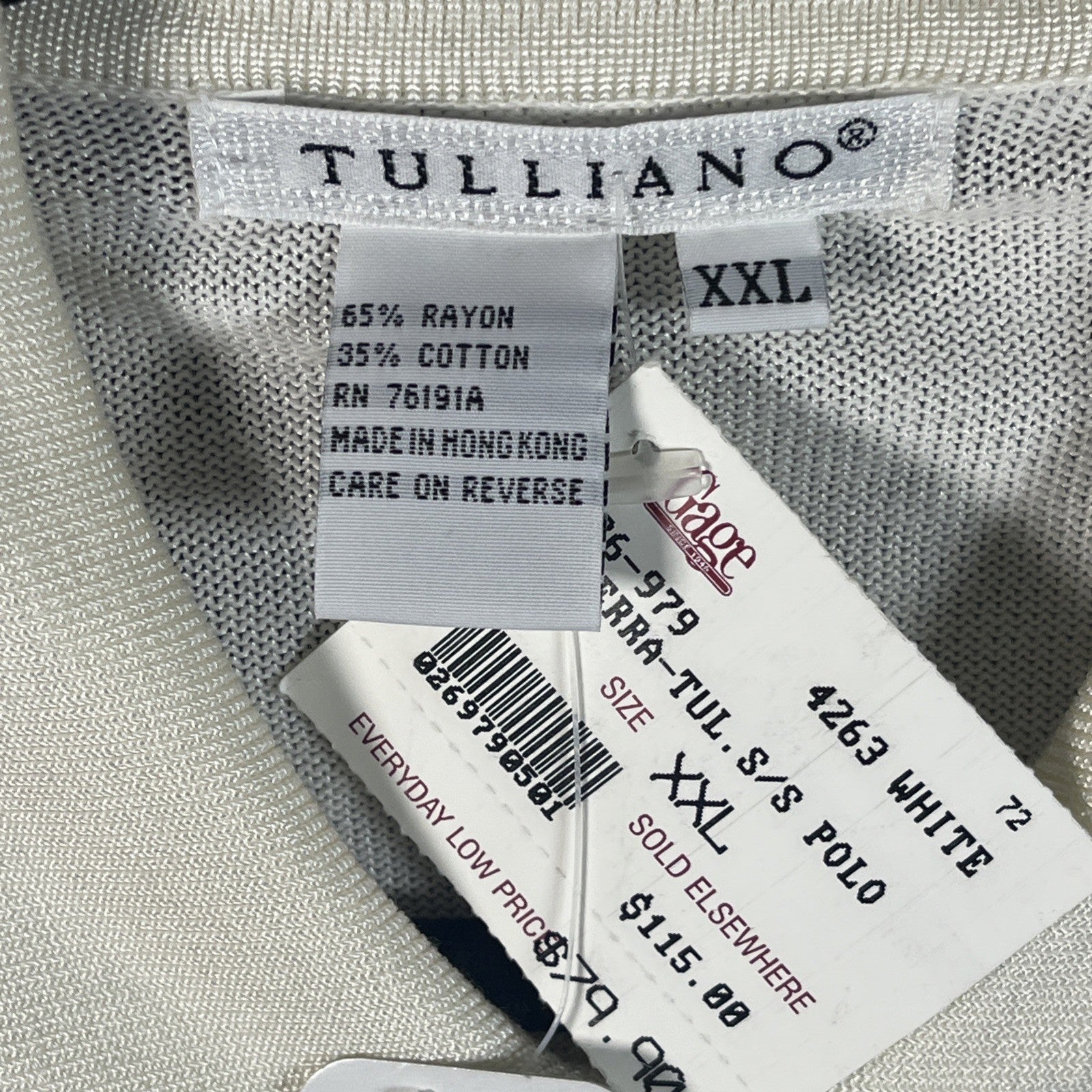 Tulliano Men's Short-Sleeve Knit Polo Shirt XXL NWTs Grid Design Rayon Cotton 