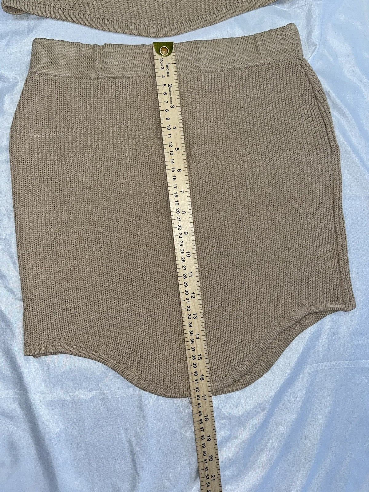 🆕Very Sexy Coffee Brown Tan Knit Crop Top & Mini Skirt Two Piece Set~Size M