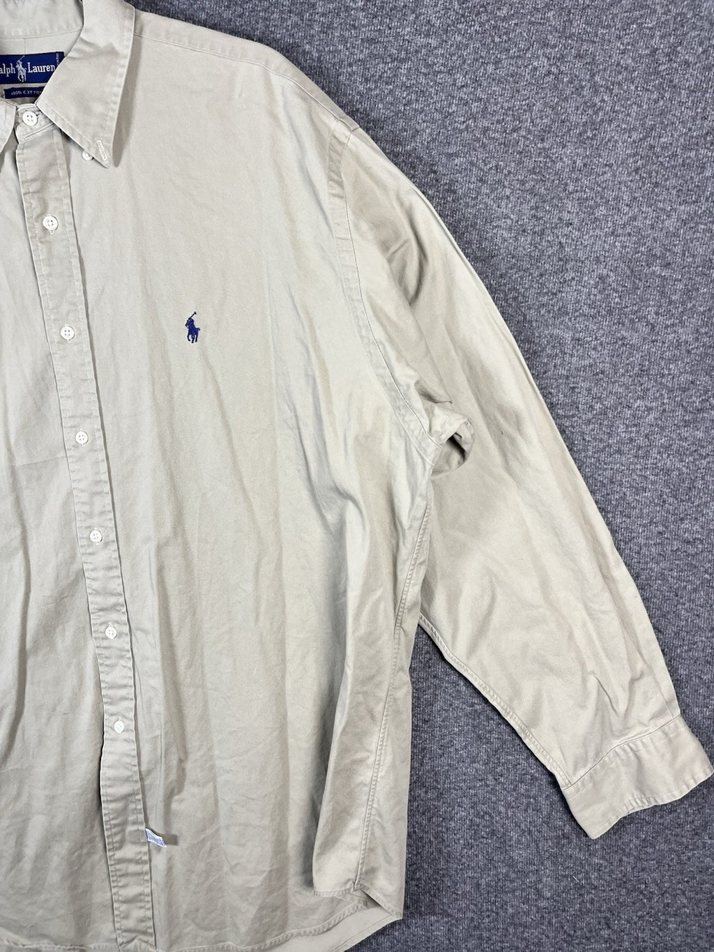 Polo Ralph Lauren Men's XL Big Shirt Beige Button-Down Long Sleeve 100% Cotton