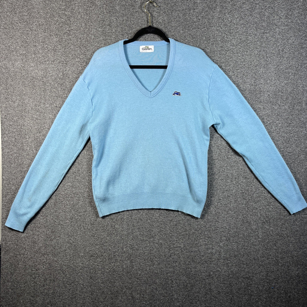 Vintage Garan Sweater Mens Large Blue 90s V Neck Long Sleeve 